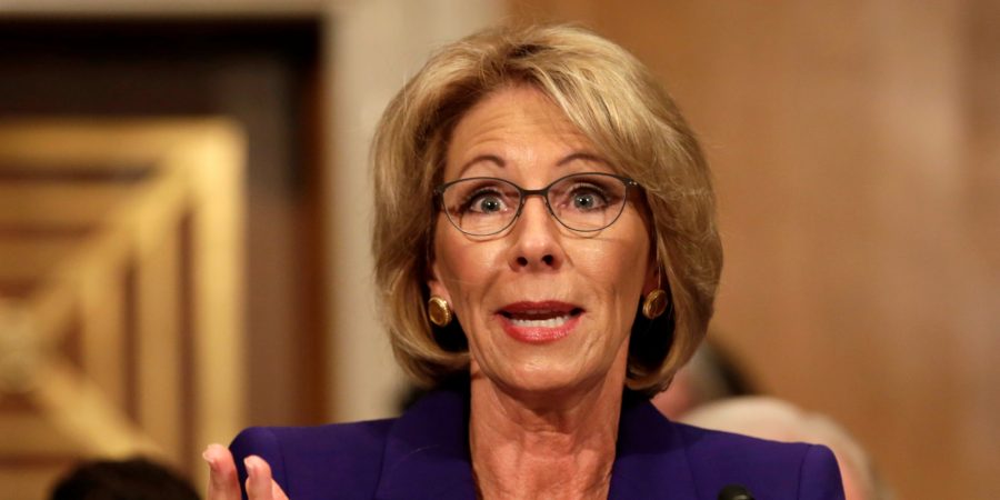 Betsy DeVos testifies before the Senate Health, Education and Labor Committee confirmation hearing to be next Secretary of Education on Capitol Hill in Washington, U.S., January 17, 2017. REUTERS/Yuri Gripas